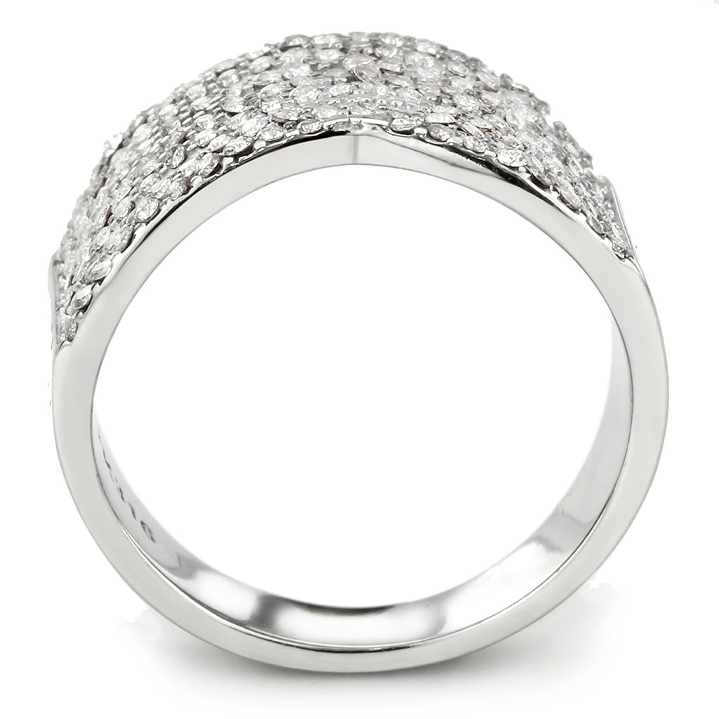 CJ362 Wholesale Women's Stainless Steel AAA Grade CZ Clear Broad Ring