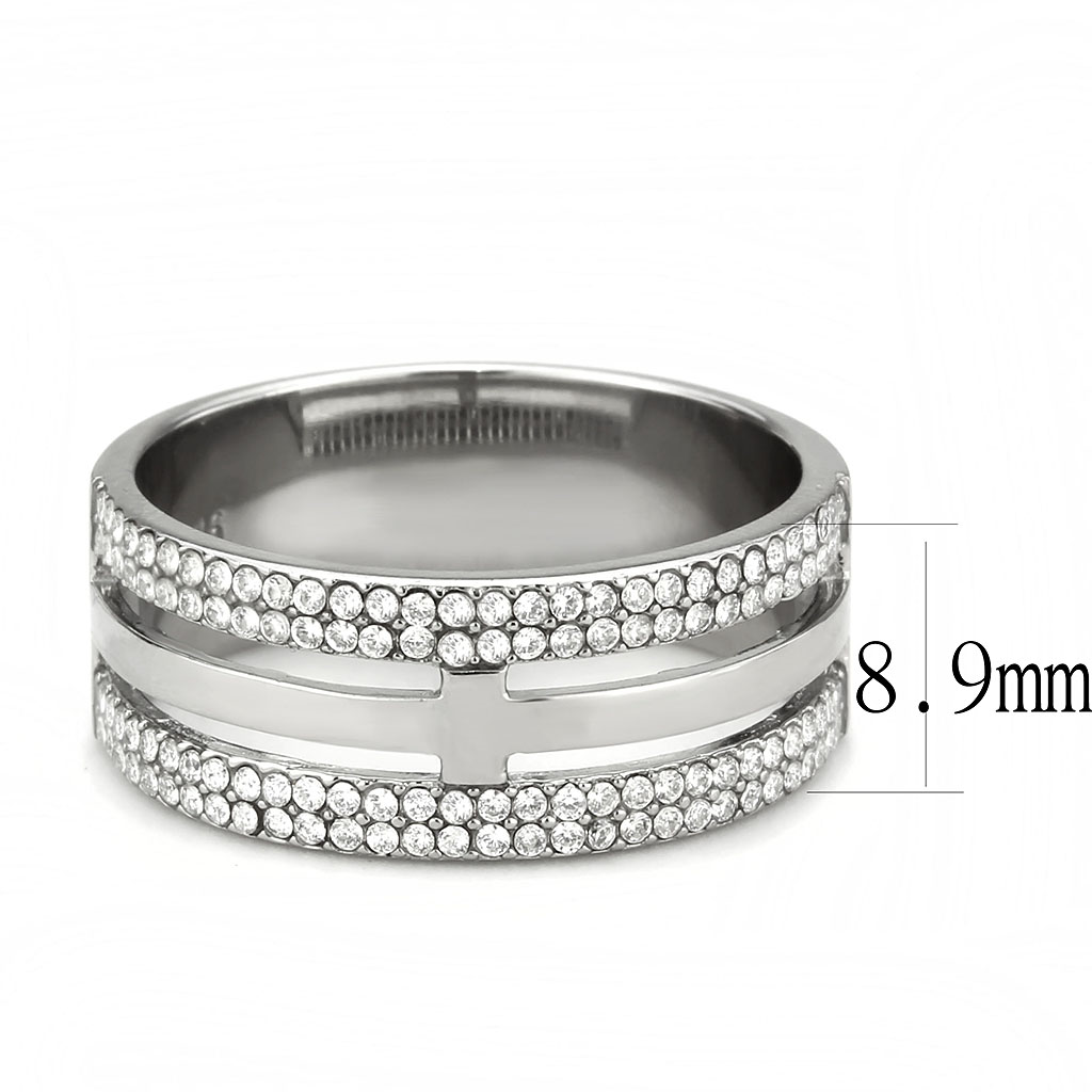 CJ366 Wholesale Men's Stainless Steel AAA Grade CZ Clear Cross Ring