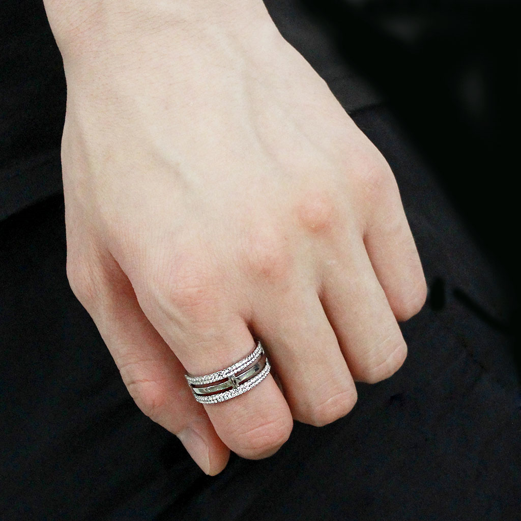 CJ366 Wholesale Men's Stainless Steel AAA Grade CZ Clear Cross Ring
