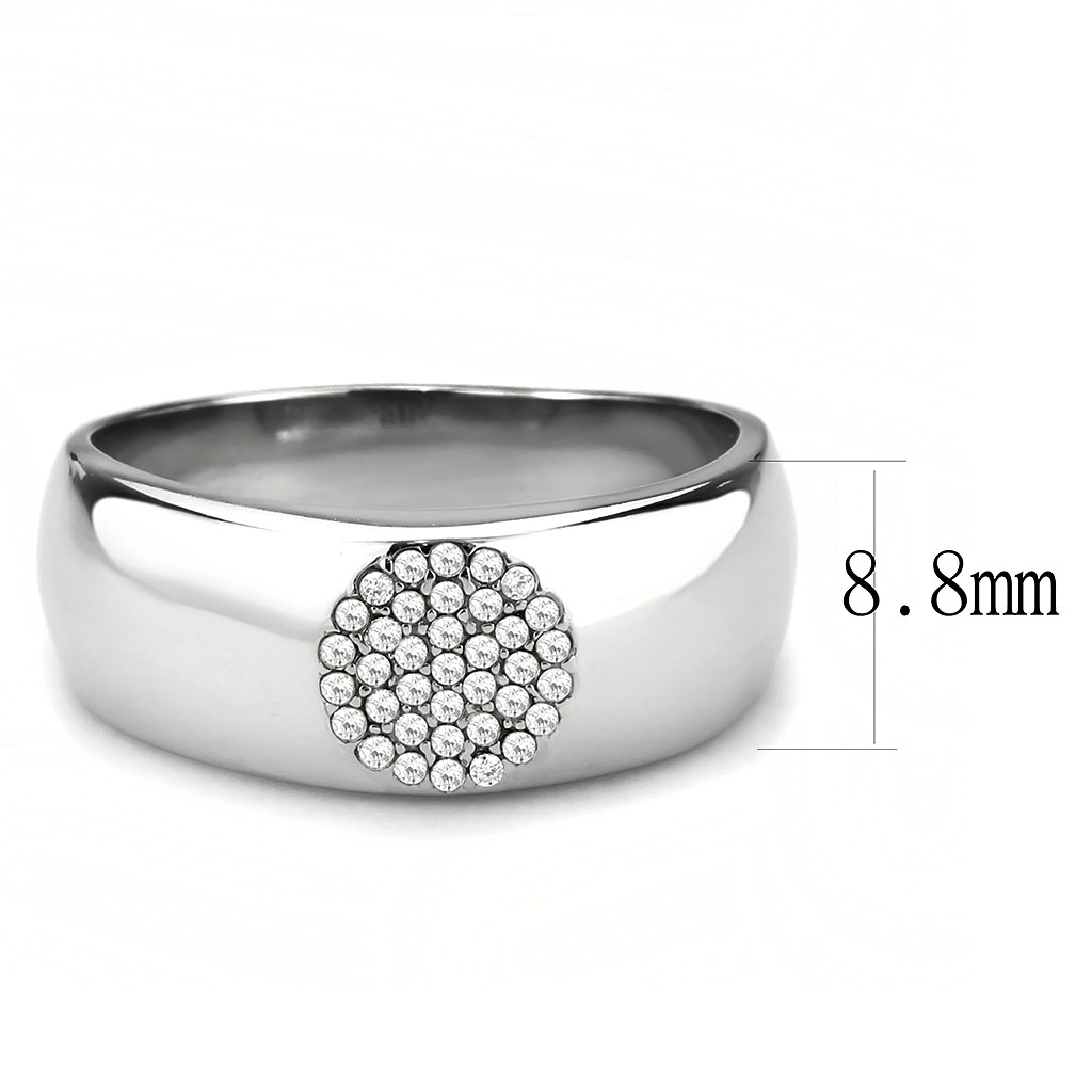 CJ367 Wholesale Men's Stainless Steel AAA Grade CZ Clear Round Cluster Ring