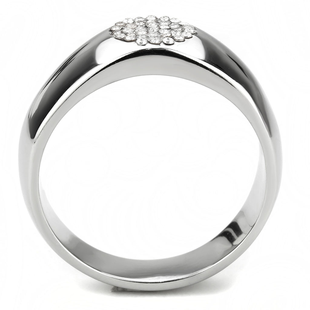 CJ367 Wholesale Men's Stainless Steel AAA Grade CZ Clear Round Cluster Ring