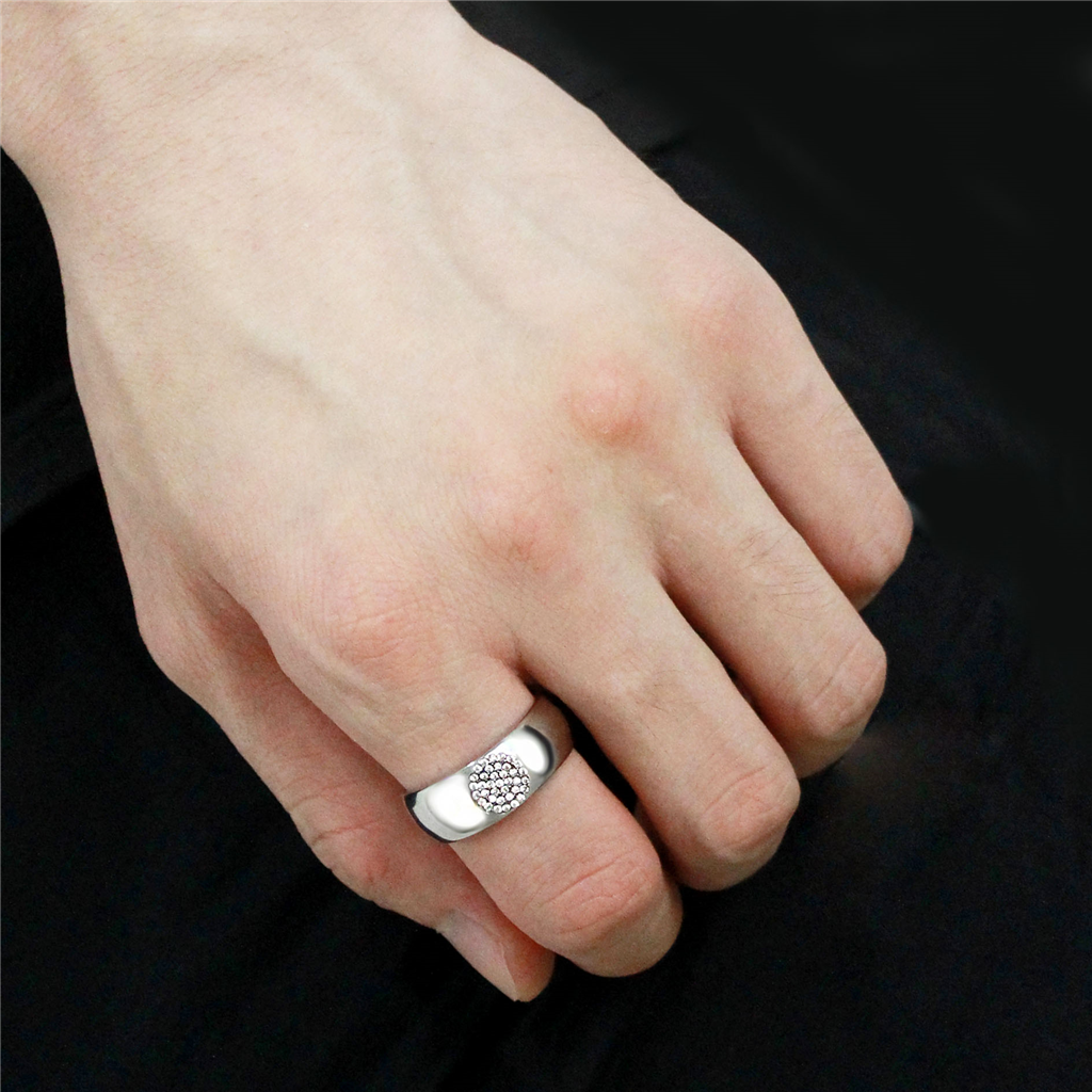 CJ367 Wholesale Men's Stainless Steel AAA Grade CZ Clear Round Cluster Ring