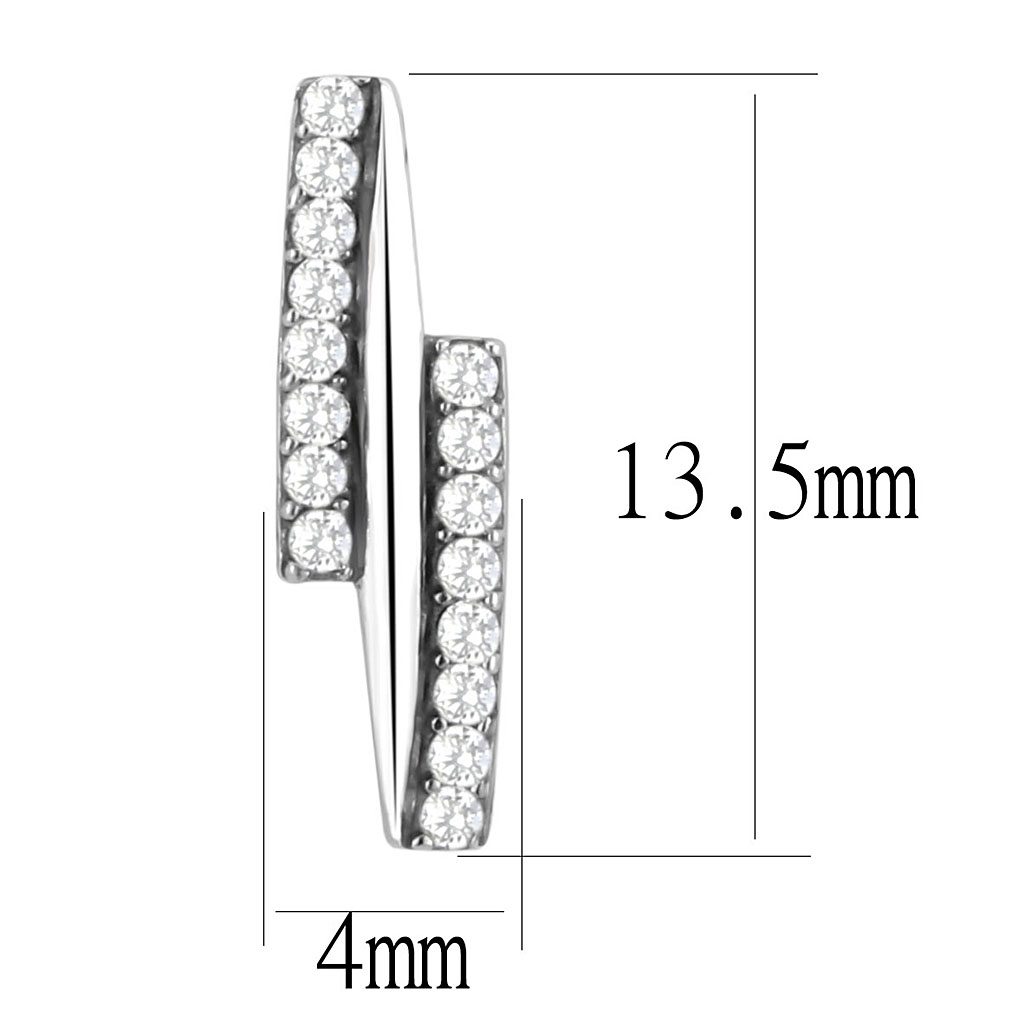 CJ369 Wholesale Women's Stainless Steel AAA Grade CZ Clear Stud Earrings