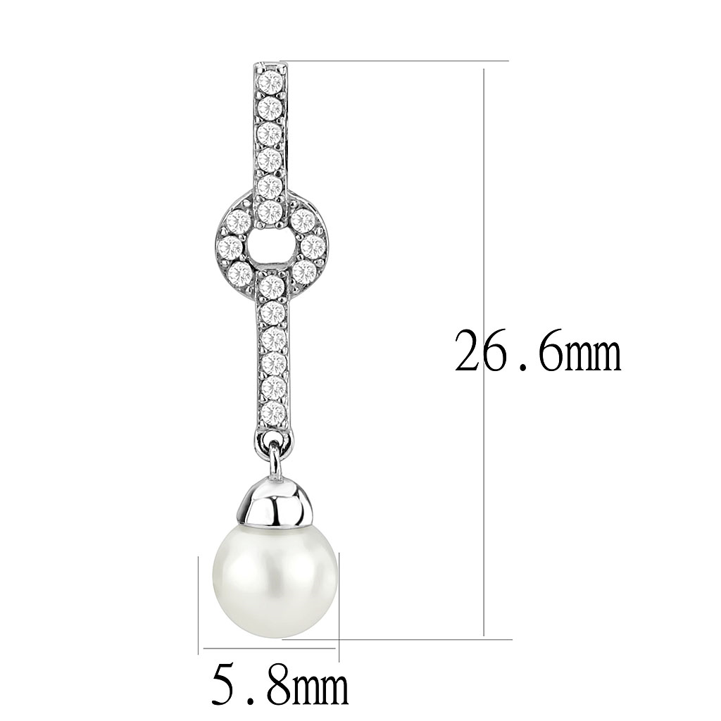 CJ370 Wholesale Women's Stainless Steel Synthetic White Pearl Drop Earrings