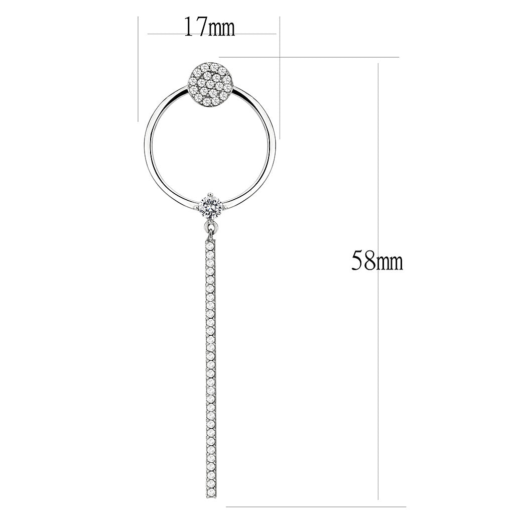 CJ371 Wholesale Women's Stainless Steel AAA Grade CZ Clear Circle Drop Earrings