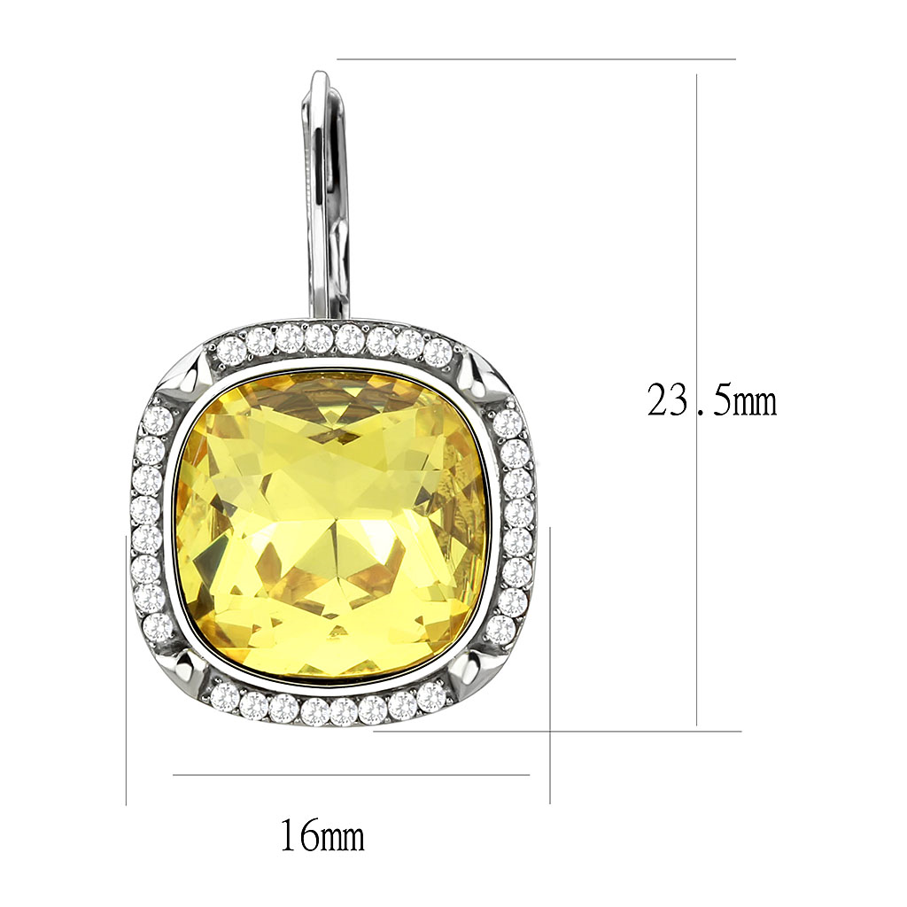 CJ379 Wholesale Women's Stainless Steel Top Grade Crystal Topaz Dangle Earrings