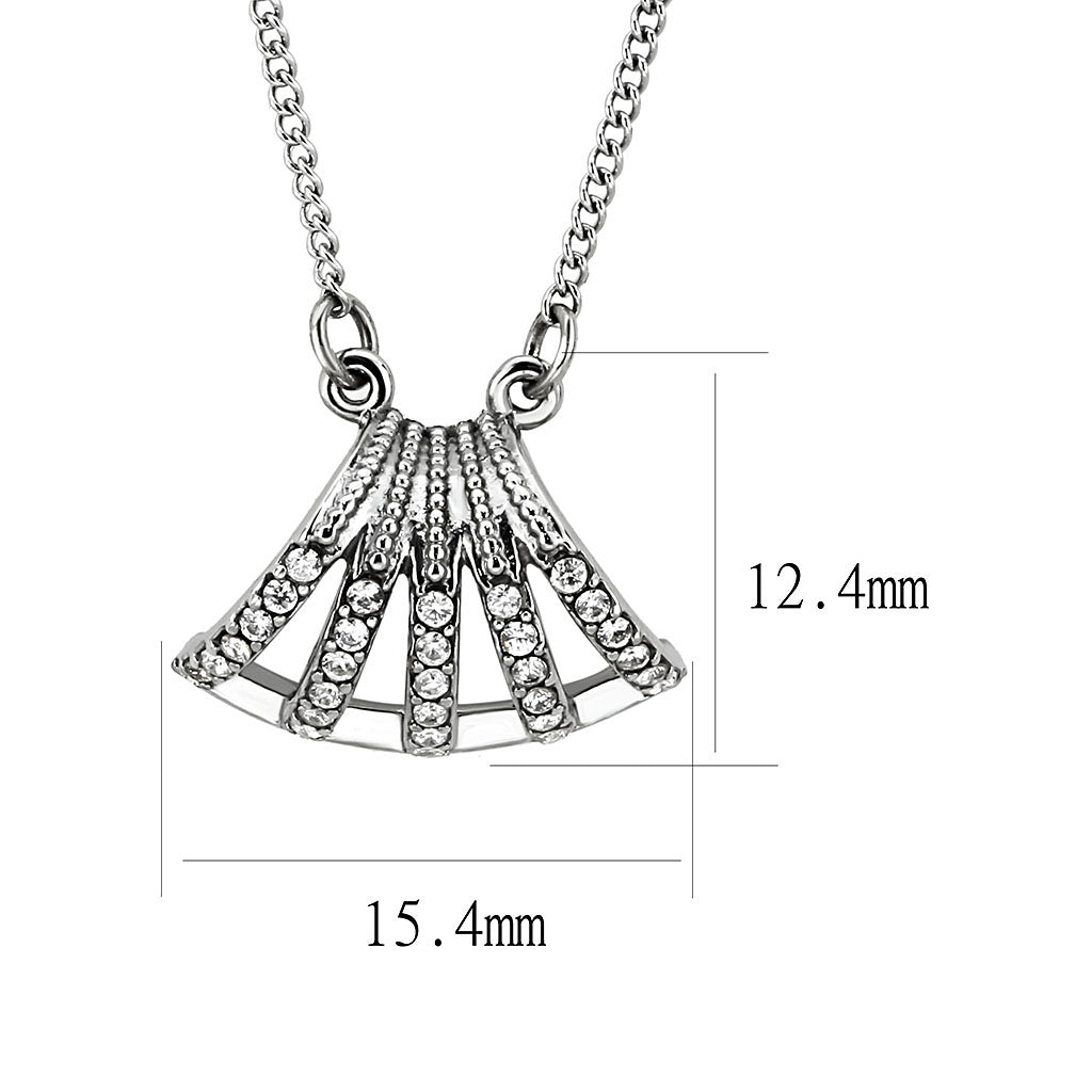 CJ380 Wholesale Women's Stainless Steel AAA Grade CZ Clear Chain Pendant