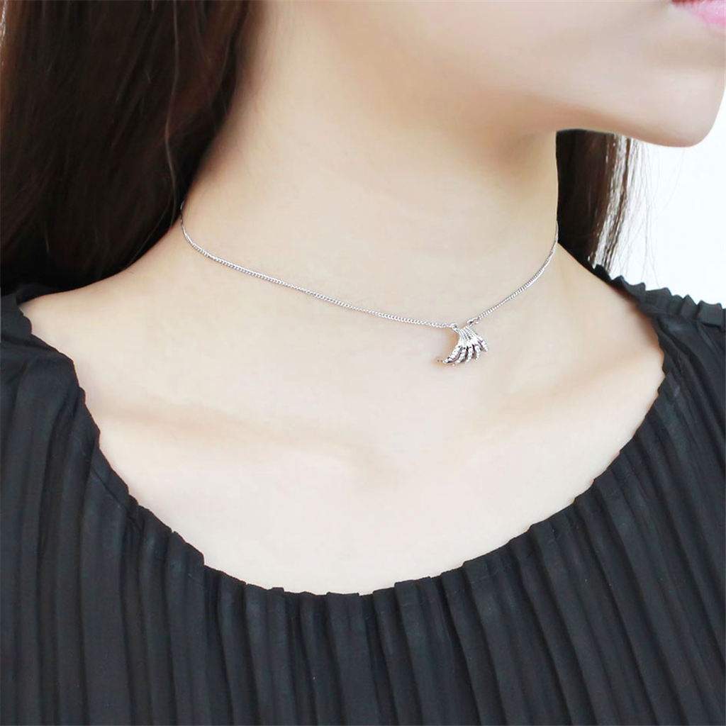 CJ380 Wholesale Women's Stainless Steel AAA Grade CZ Clear Chain Pendant