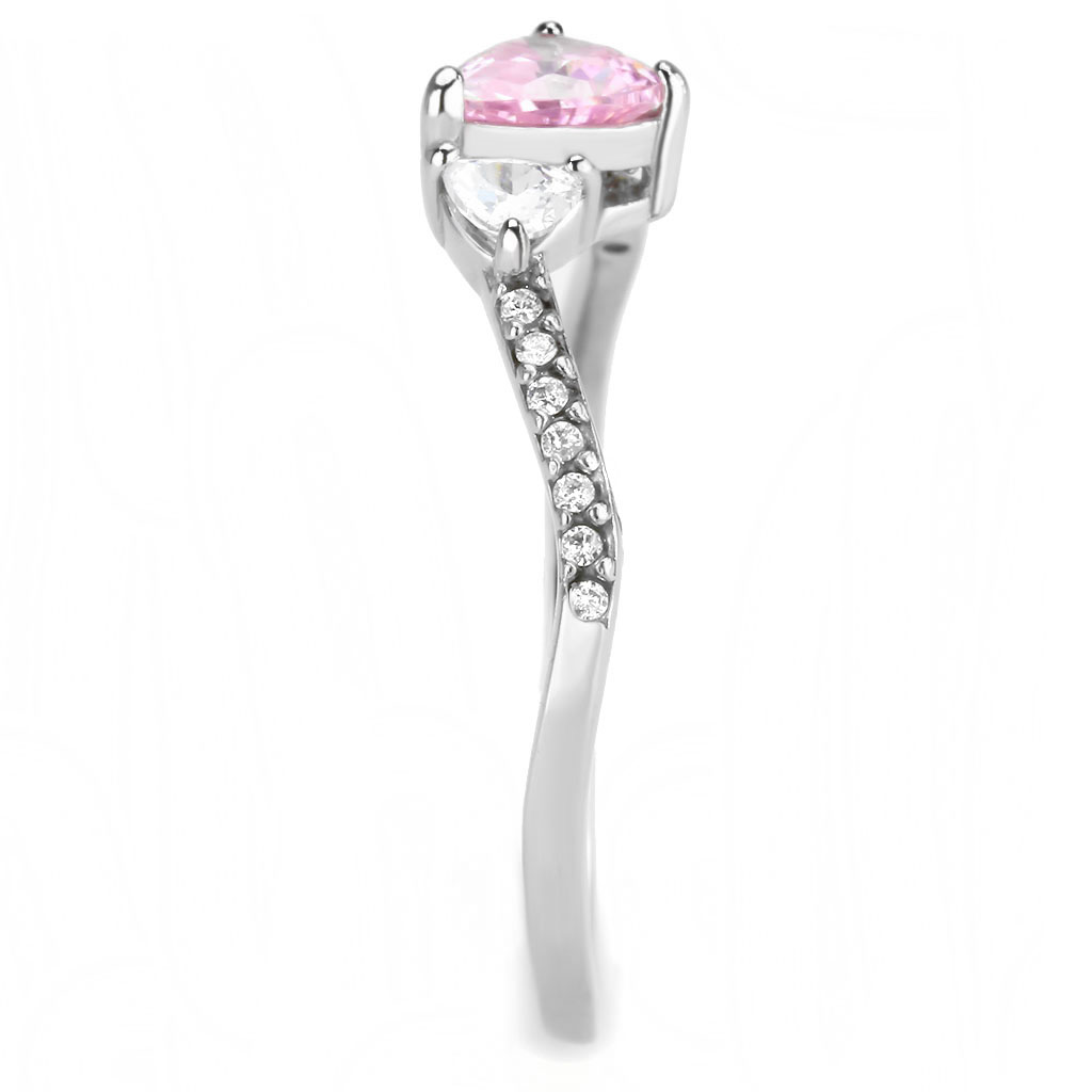 CJ384 Wholesale Women's Stainless Steel AAA Grade CZ Rose Double Heart Ring