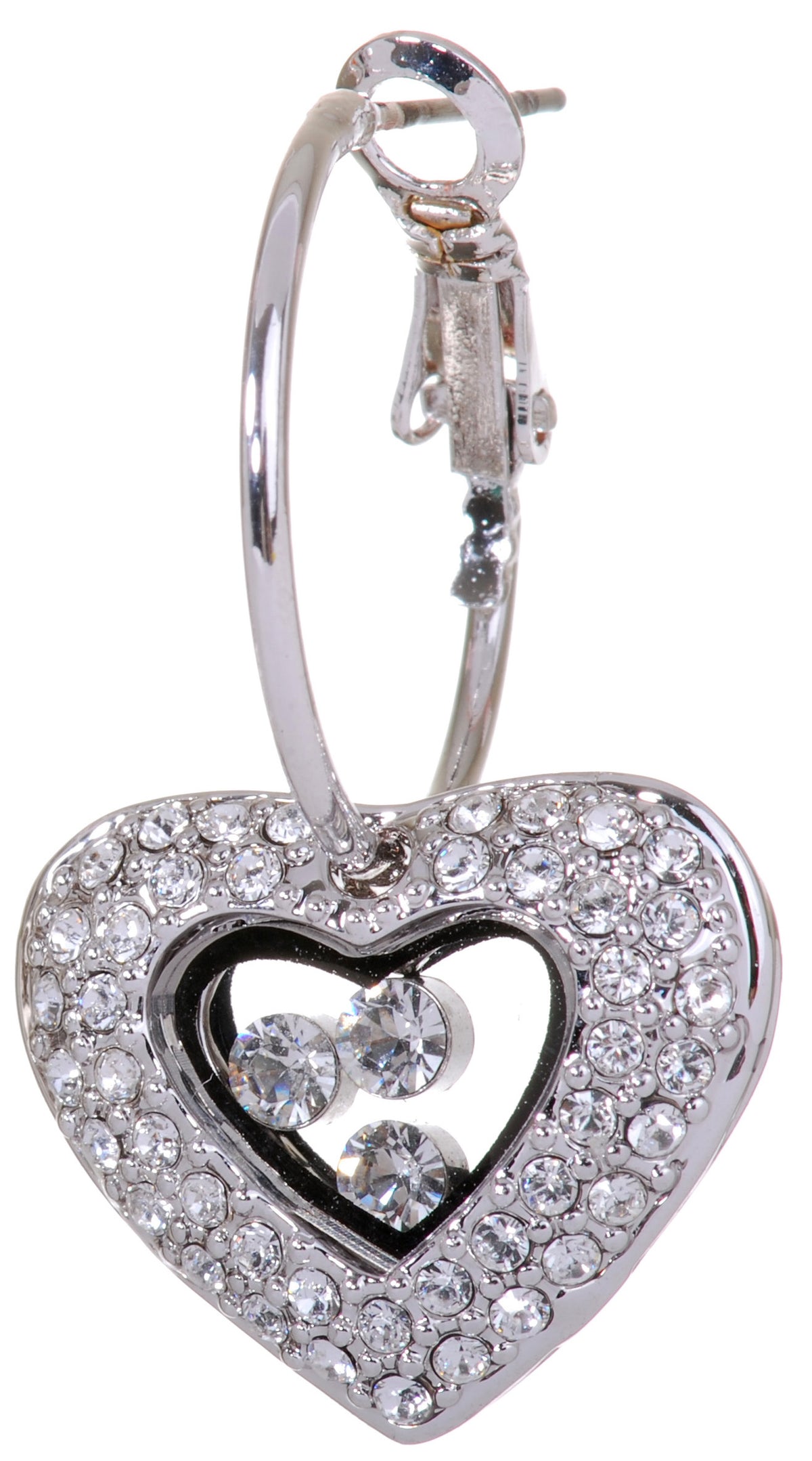 E7104 Rhodium Swarovski Elements Heart Box Earrings