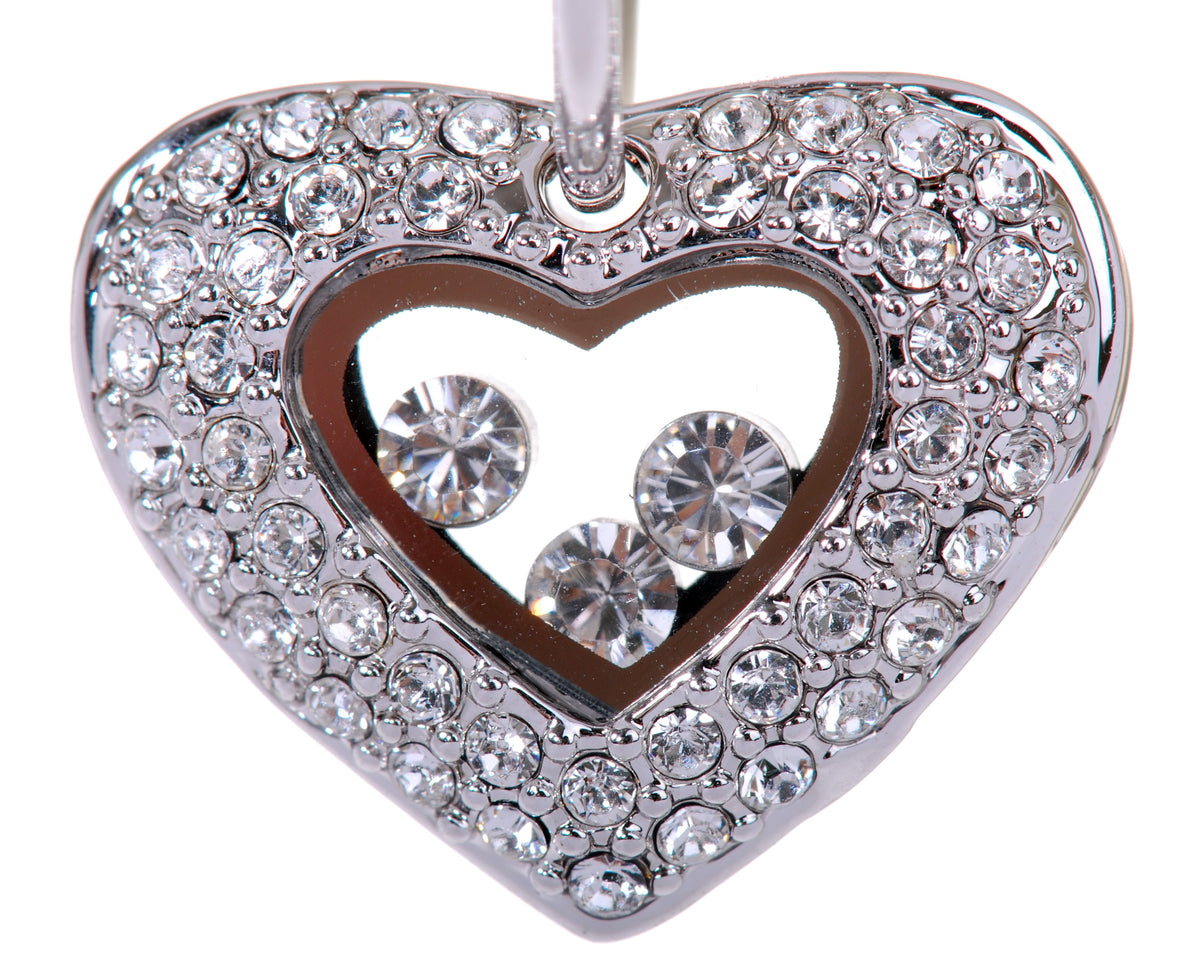E7104 Rhodium Swarovski Elements Heart Box Earrings