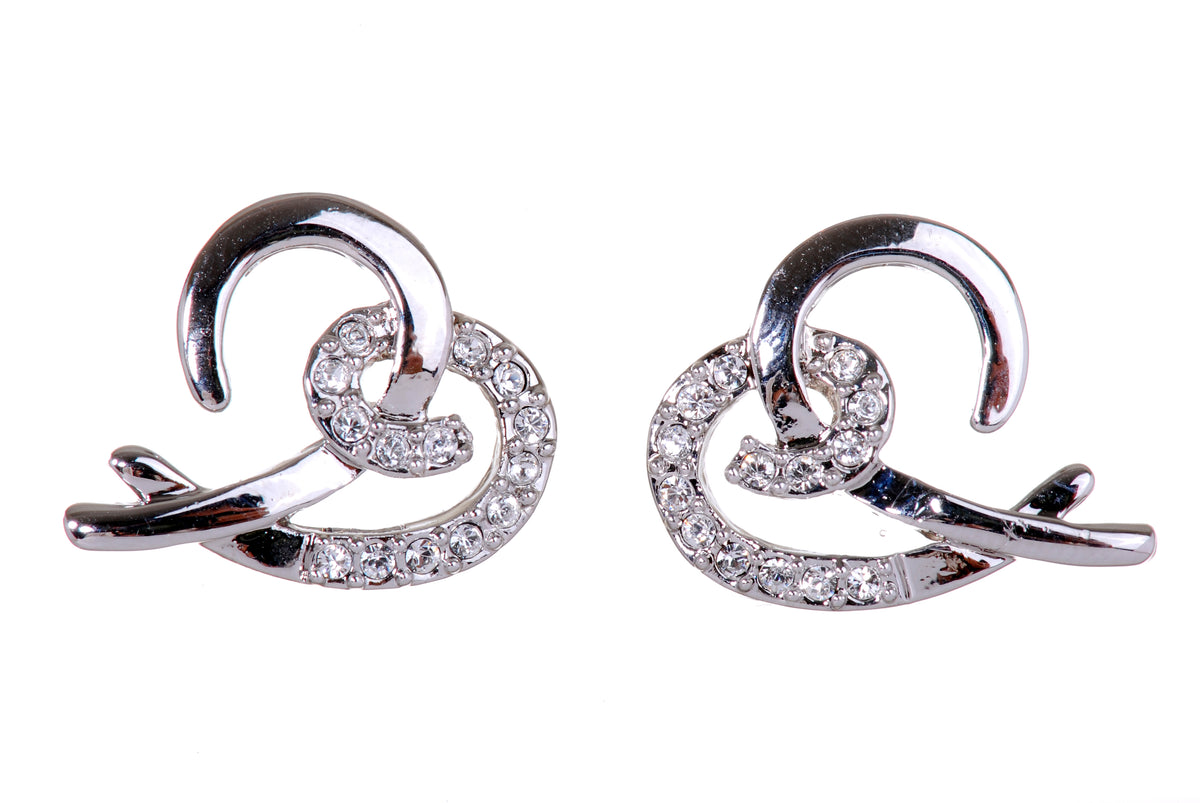 E7105 Abstract Heart Earrings with Rhodium Plating and Swarovski Element Crystals