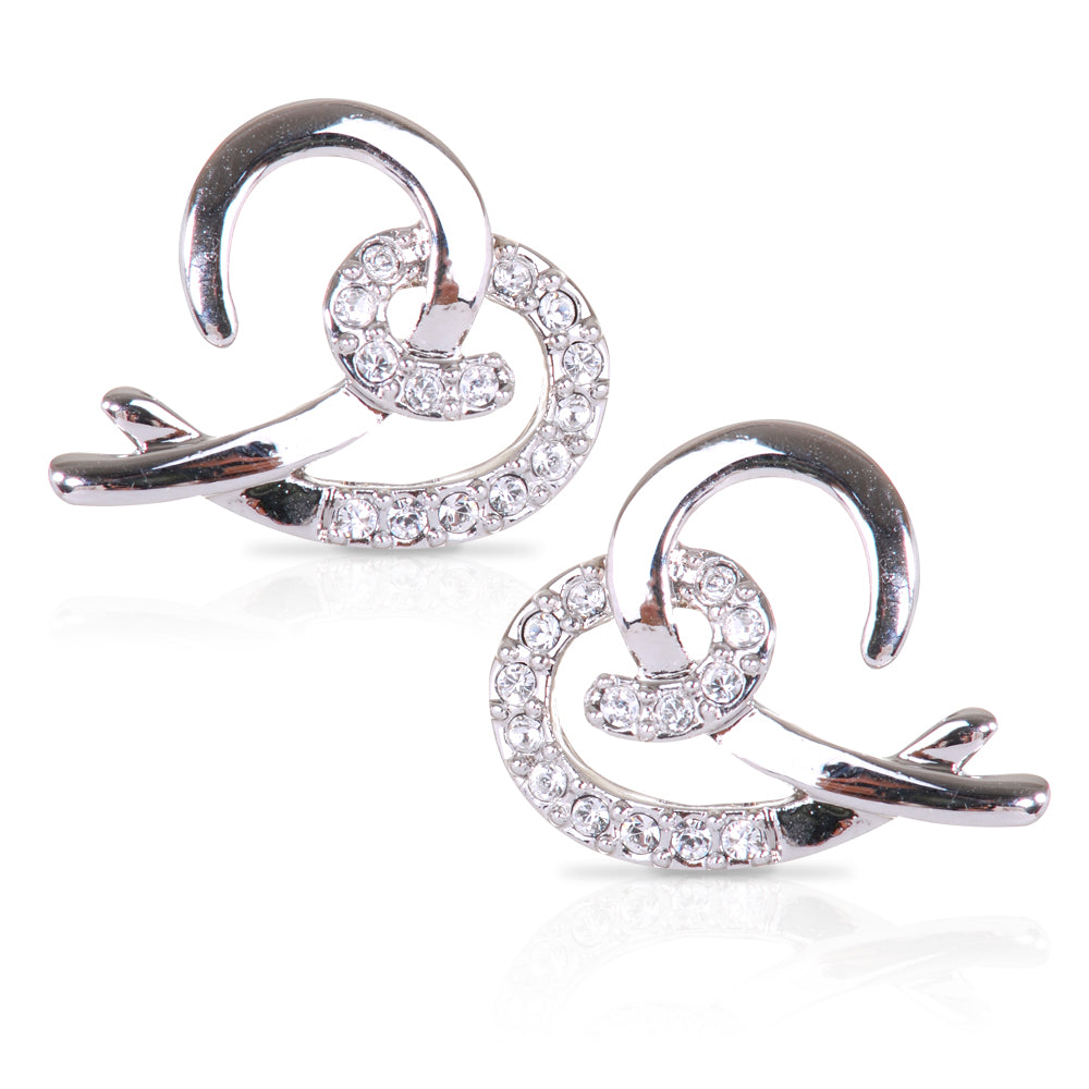 E7105 Abstract Heart Earrings with Rhodium Plating and Swarovski Element Crystals