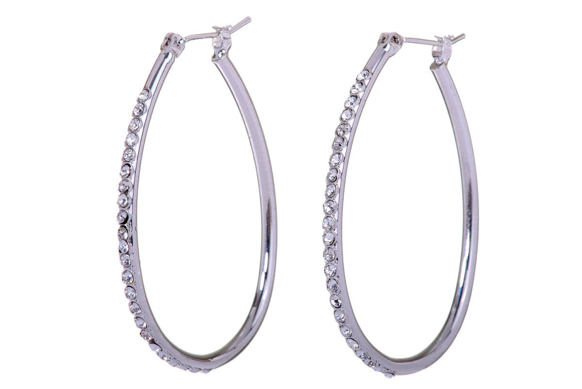 E7231 Swarovski Elements Crystal 1.5" Oval Hoop Earrings
