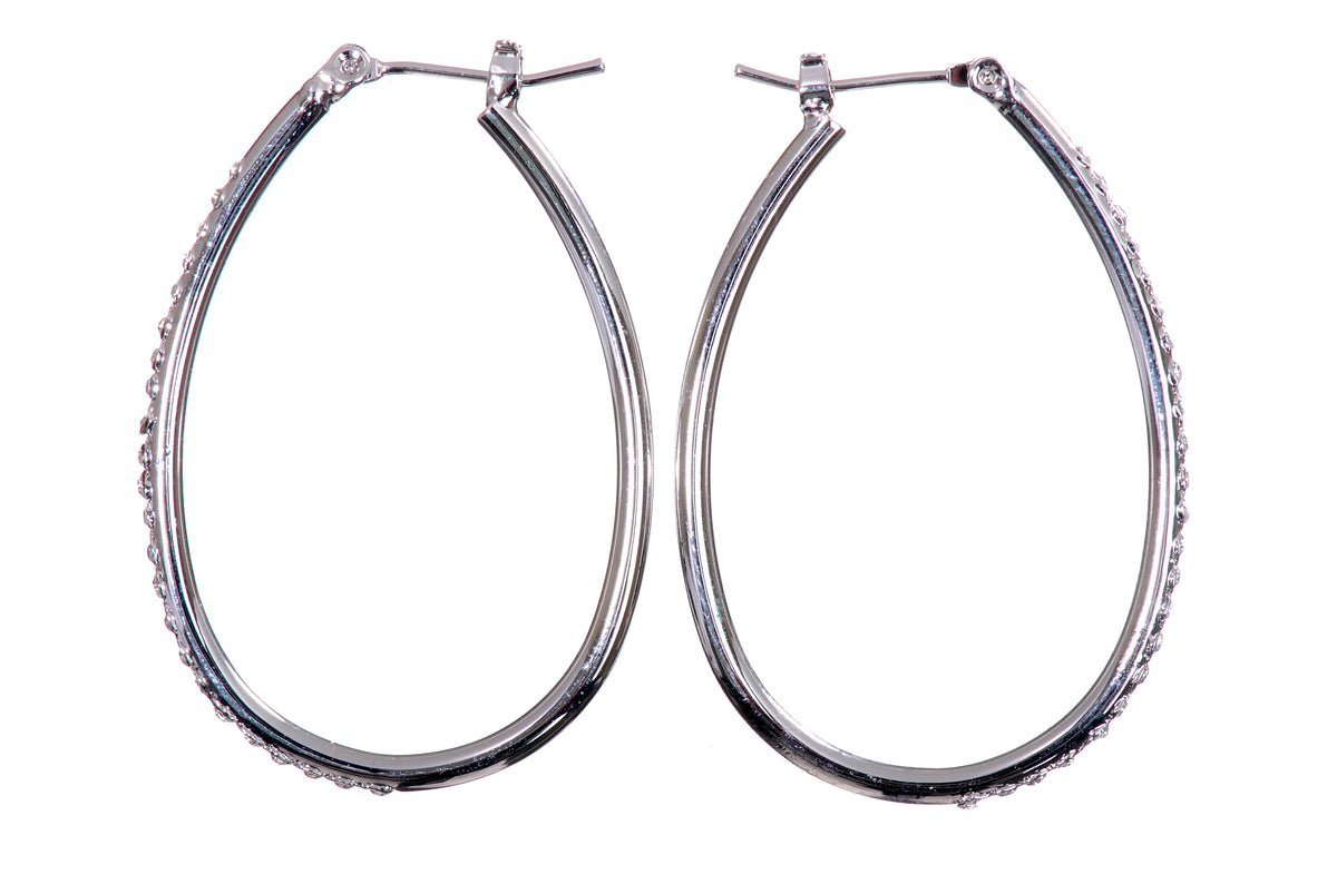 E7231 Swarovski Elements Crystal 1.5" Oval Hoop Earrings