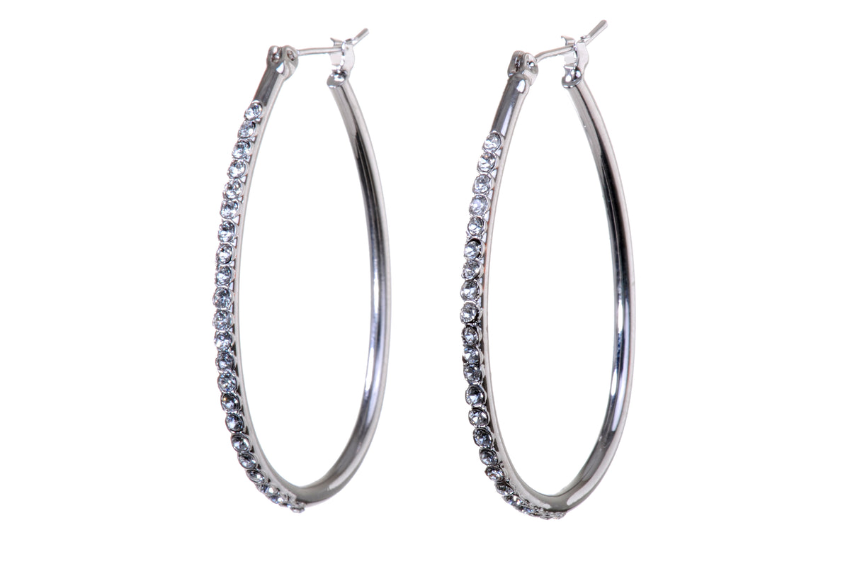 E7231 Swarovski Elements Crystal 1.5" Oval Hoop Earrings
