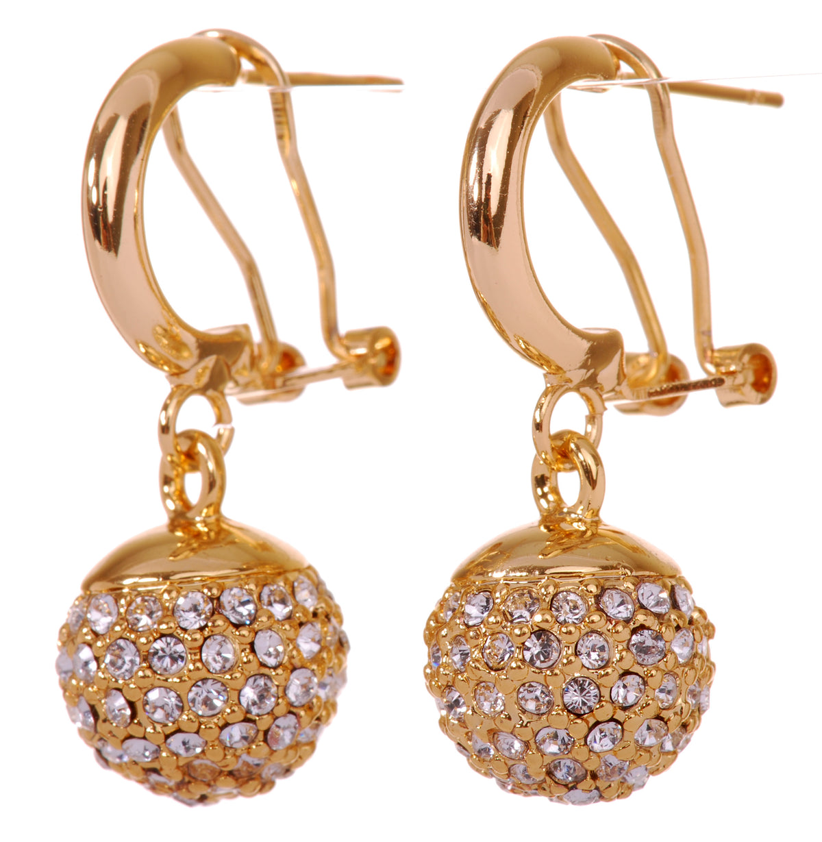 E7252 18K Gold Swarovski Elements Ball Earring Crystal