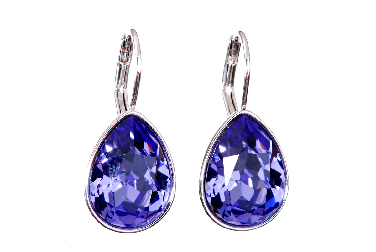 E7253 Amethyst Swarovski Elements Crystal Drop Earrings