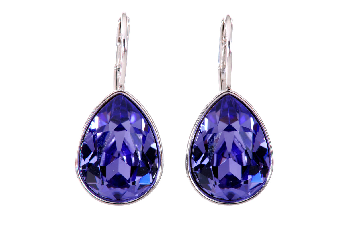 E7253 Amethyst Swarovski Elements Crystal Drop Earrings