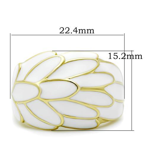 CJE005 Wholesale Women's Brass Ring IP Gold White Feathers Ring