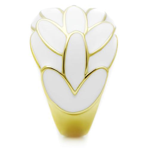 CJE005 Wholesale Women&#39;s Brass Ring IP Gold White Feathers Ring