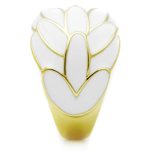 CJE005 Wholesale Women's Brass Ring IP Gold White Feathers Ring
