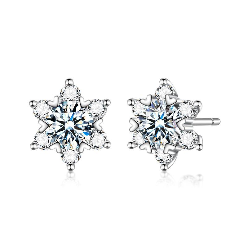 Women's Wholesale 1 Carat Moissanite 925 Sterling Silver Stud Earrings