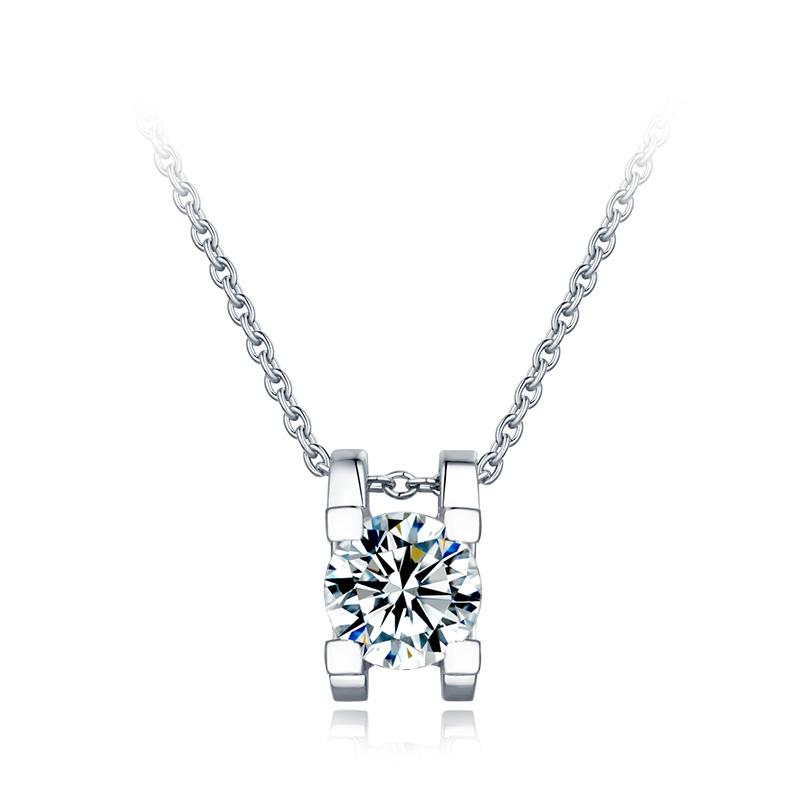 Women's Wholesale 1 Carat Moissanite Solitaire Necklace in 925 Sterling Silver
