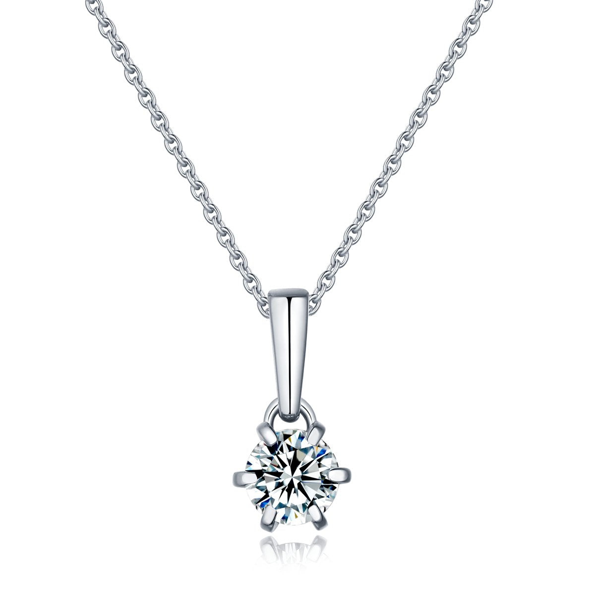 Wholesale Women's 6 Prong Moissanite Necklace in 925 Sterling Silver