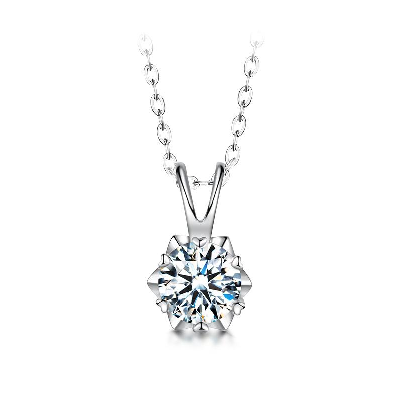 Wholesale Women's Round Moissanite Necklace in 925 Sterling Silver