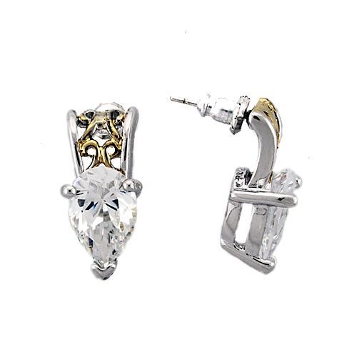 CJ782 Wholesale Women's 925 Sterling Silver Reverse Two-Tone AAA Grade CZ Clear Earrings