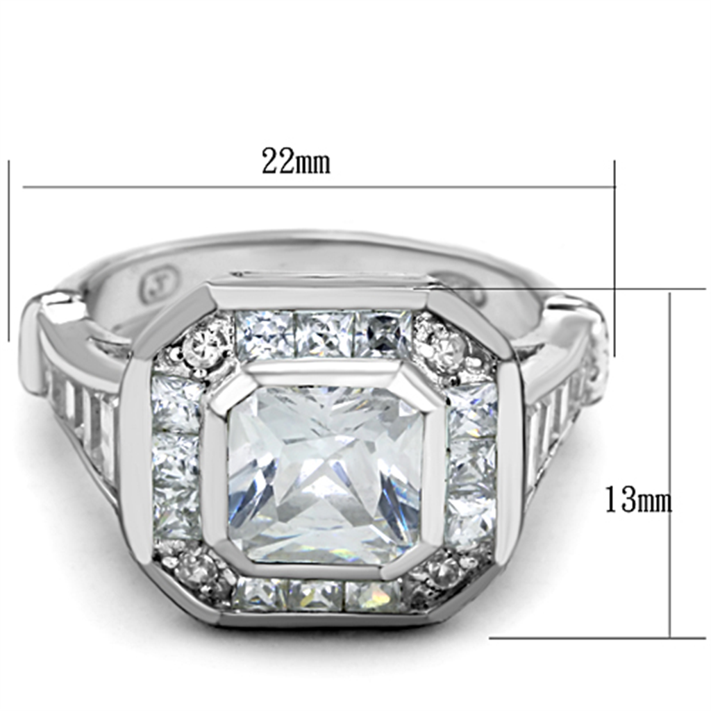 CJ267 Wholesale Women's 925 Sterling Silver Rhodium Women AAA Grade CZ Clear Statement Ring