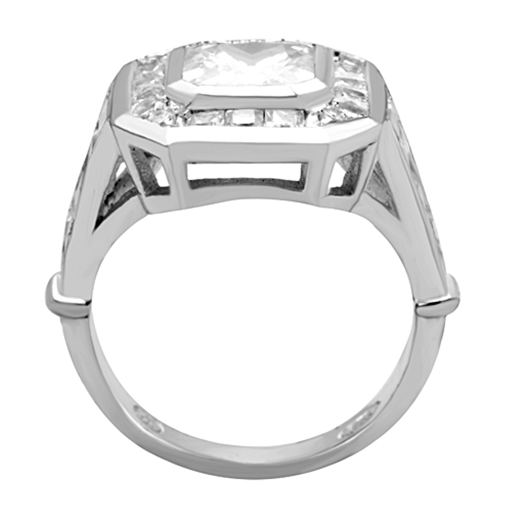 CJ267 Wholesale Women's 925 Sterling Silver Rhodium Women AAA Grade CZ Clear Statement Ring