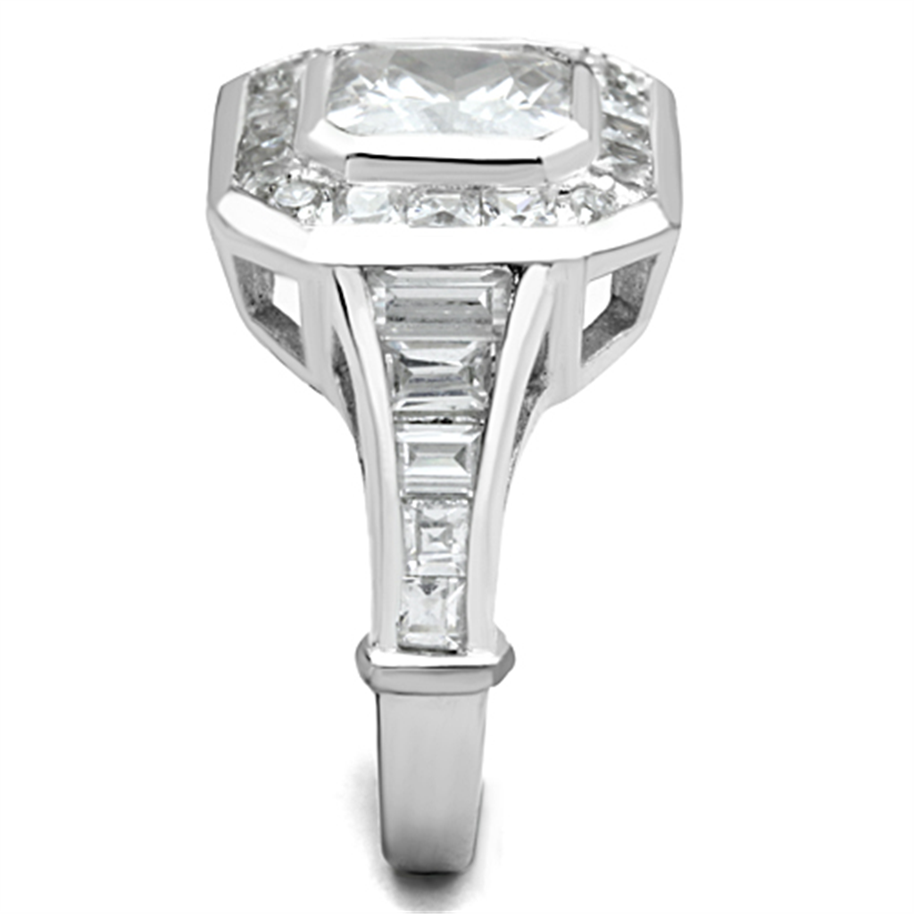 CJ267 Wholesale Women's 925 Sterling Silver Rhodium Women AAA Grade CZ Clear Statement Ring