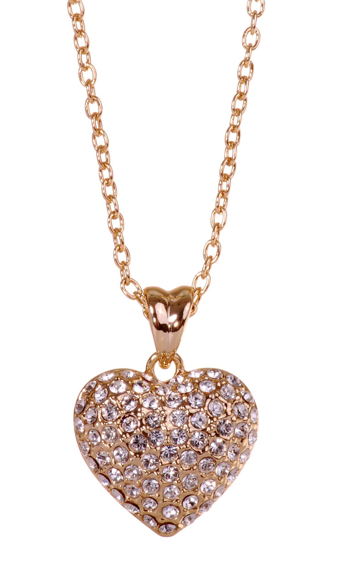 N7121 18K Gold Swarovski Heart Pendant Necklace Gold