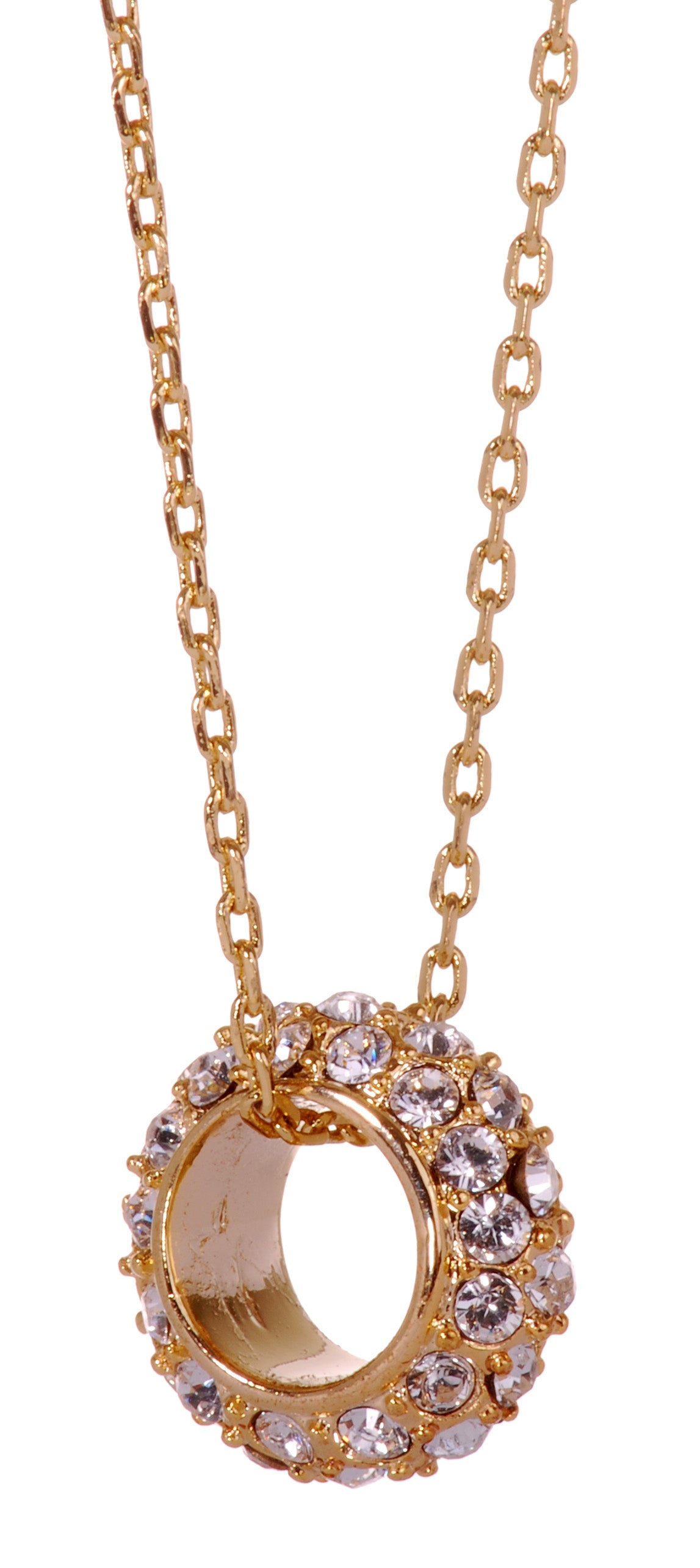 N7145 18K Gold Swarovski Elements Circle Pendant Necklace