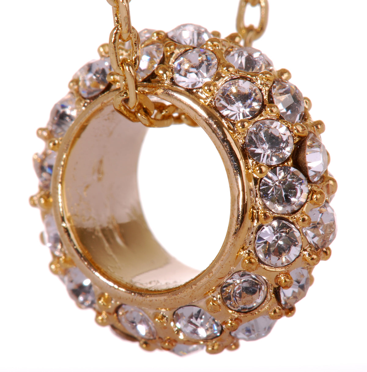 N7145 18K Gold Swarovski Elements Circle Pendant Necklace