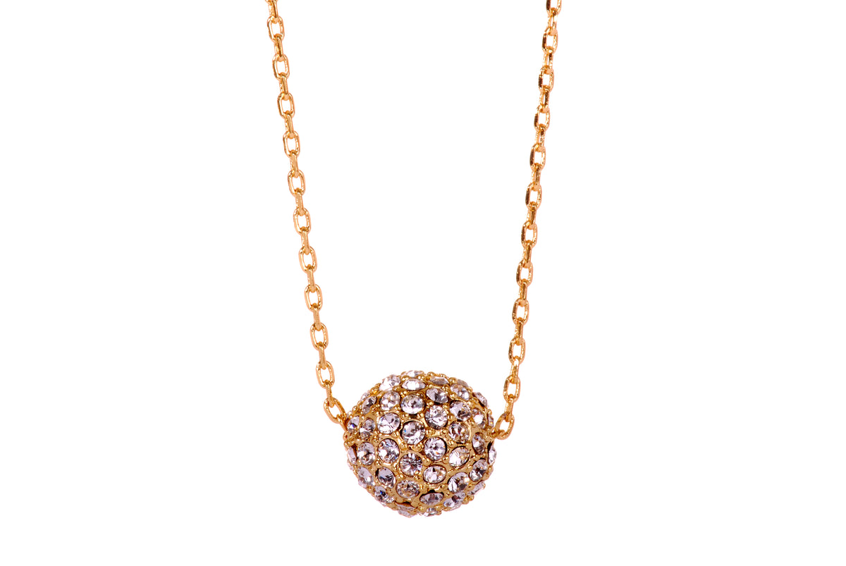 N7153 Spherical 18k Yellow Gold Plated Swarovski Elements Ball Pendant Necklace