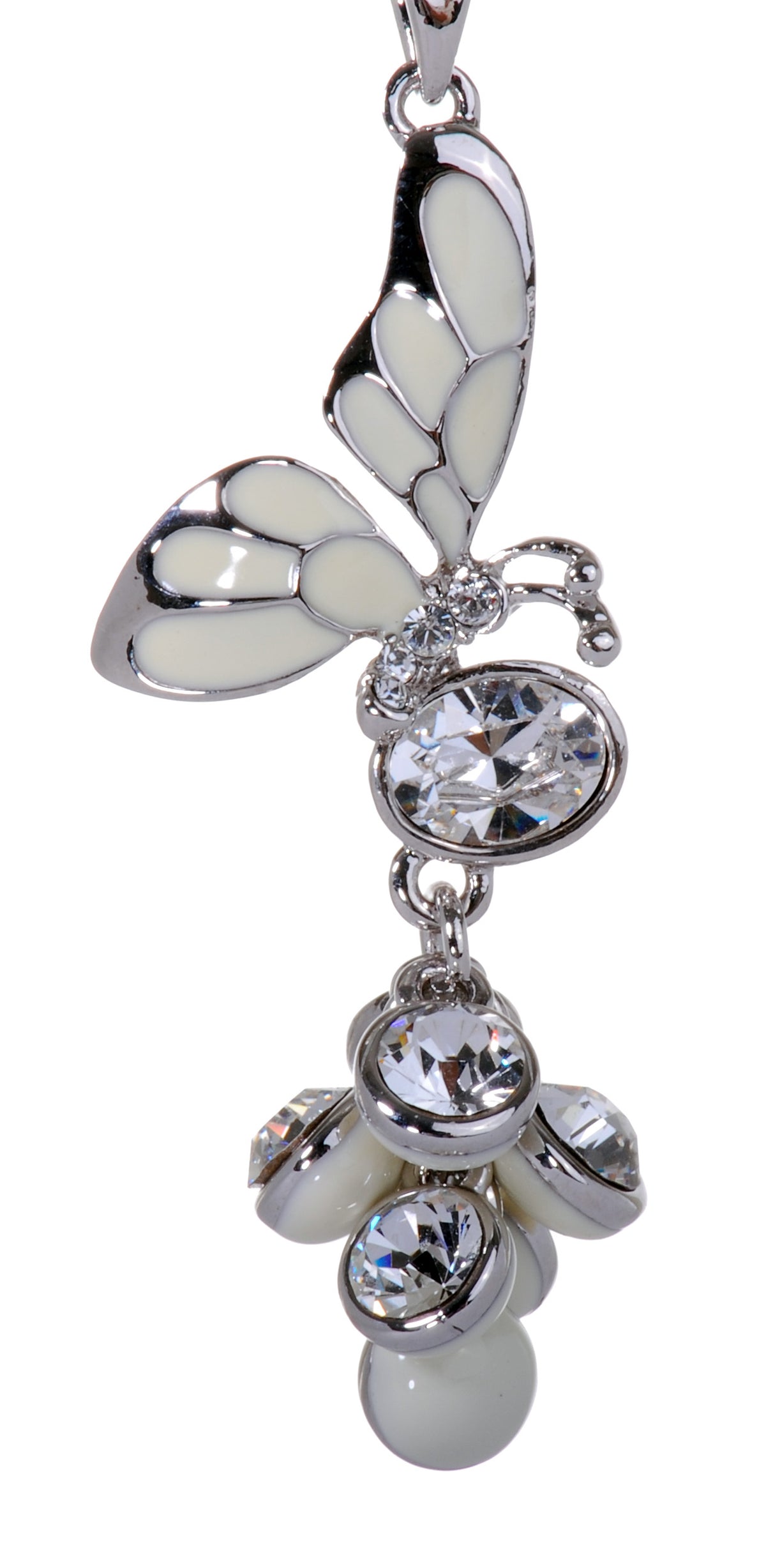 N7186 Rhodium Swarovski Butterfly Pendant Necklace