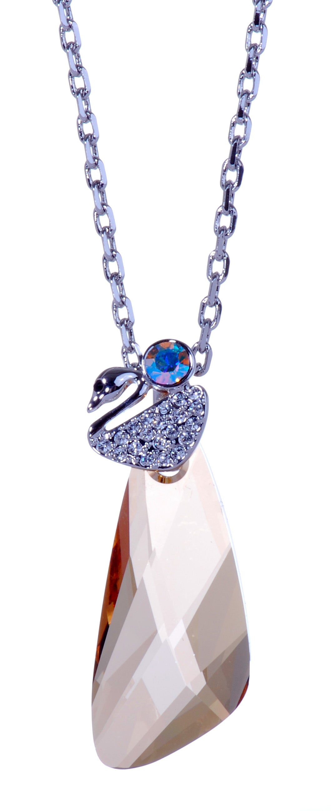 N7193  Swarovski Swan Pendant Necklace Crystal/Gold