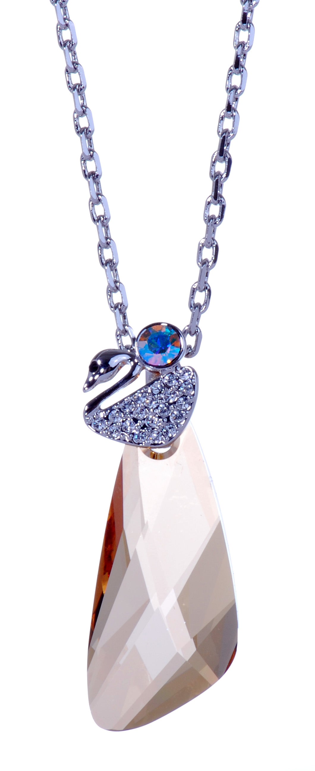 N7193 Swarovski Swan Pendant Necklace Crystal/Gold