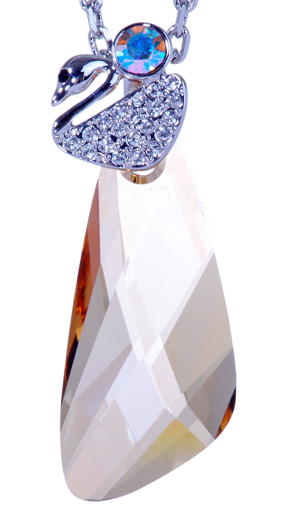 N7193 Swarovski Swan Pendant Necklace Crystal/Gold