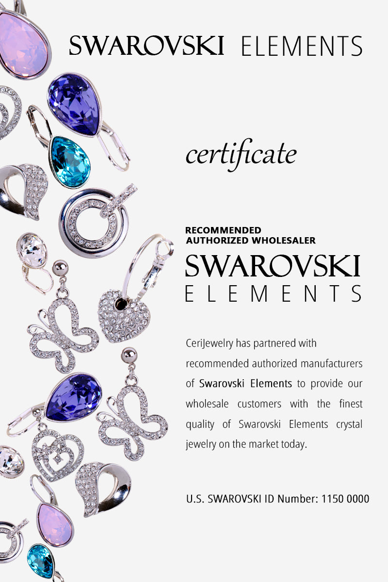 E7102 Assymetrical Dual Heart Rhodium Plated Swarovski Crystal Earrings