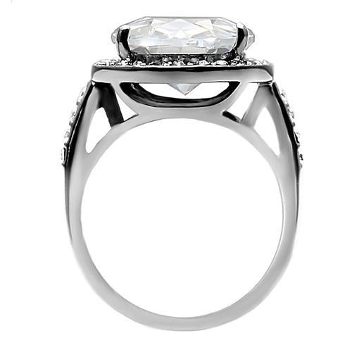 CJ010 Wholesale Women's Stainless Steel AAA Grade Clear Cubic Zirconia Oval Cut Engagement Ring