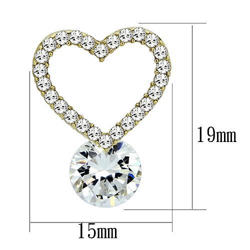 CJG2229 Wholesale Women's Stainless Steel IP Gold AAA Grade CZ Clear Heart Earrings