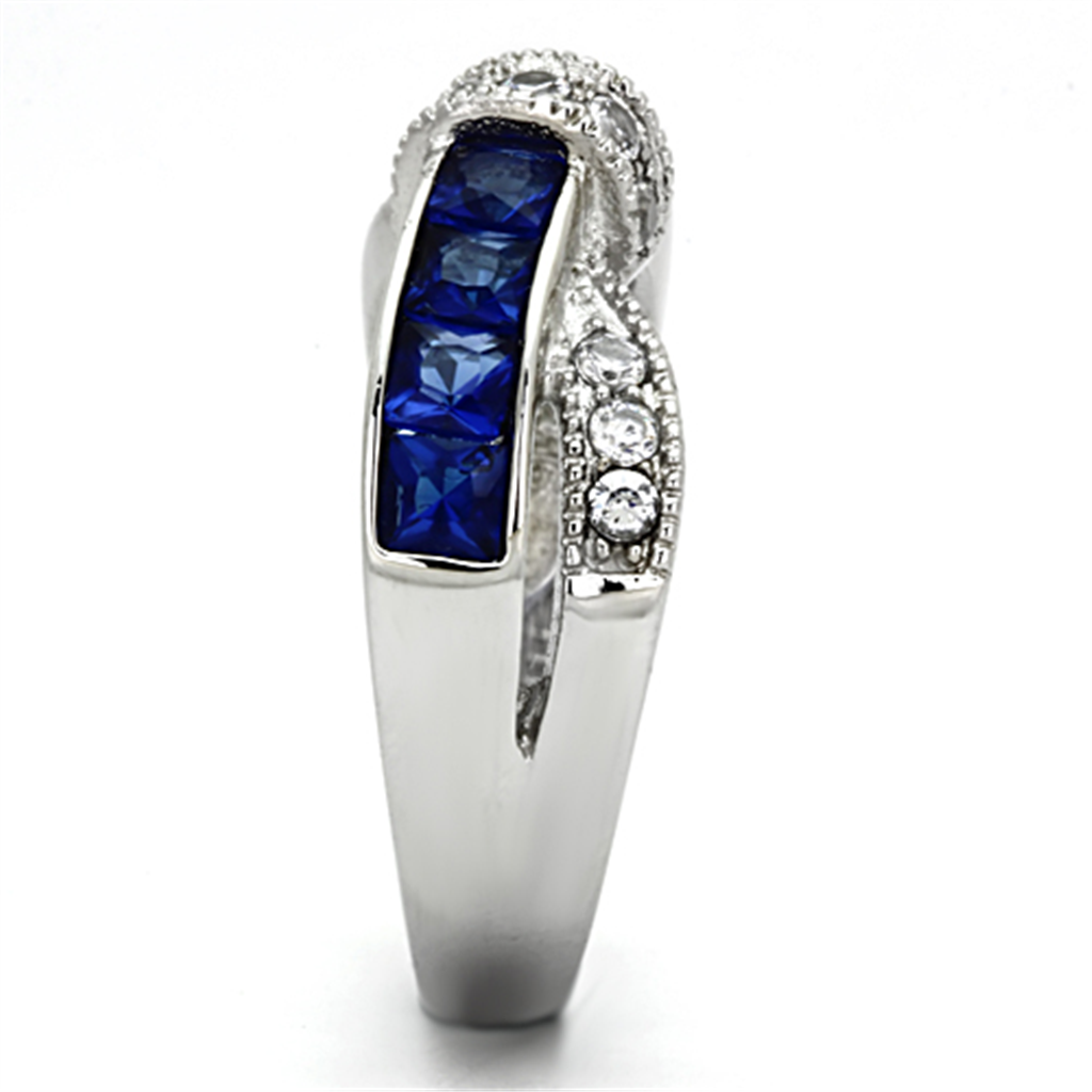 CJG1273 Wholesale Montana Glass Stainless Steel CZ Ring