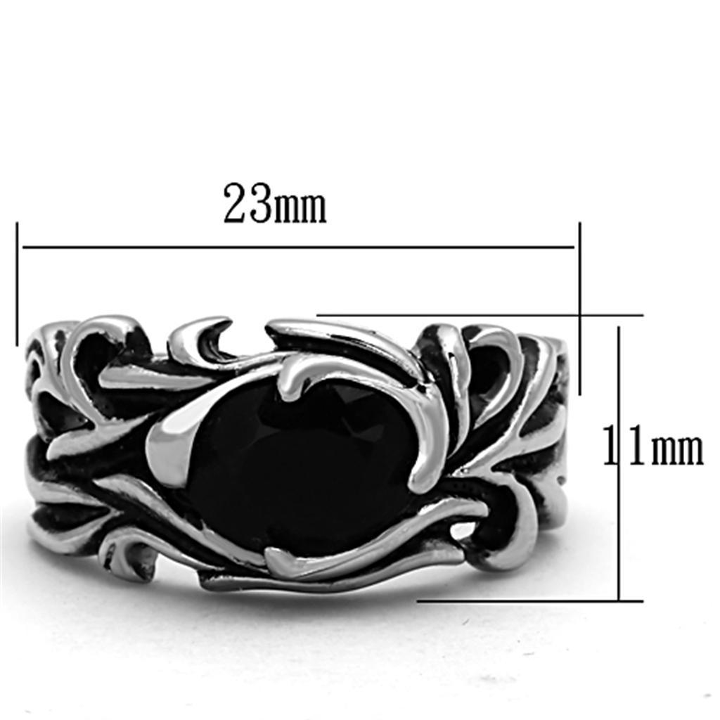 CJ1355 Wholesale Men's Stainless Steel Synthetic Jet Black Ring