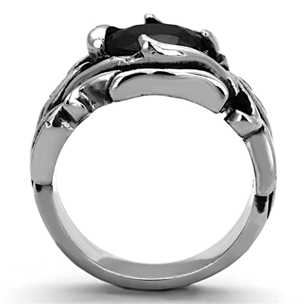 CJ1355 Wholesale Men's Stainless Steel Synthetic Jet Black Ring