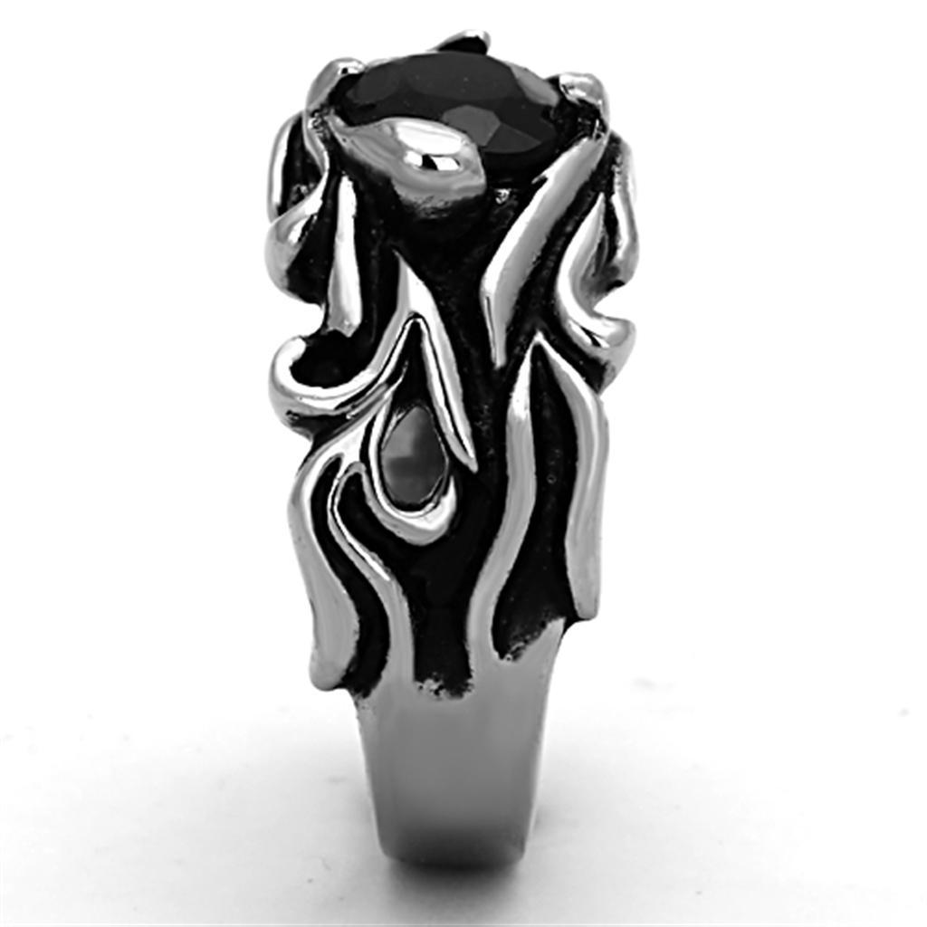 CJ1355 Wholesale Men's Stainless Steel Synthetic Jet Black Ring