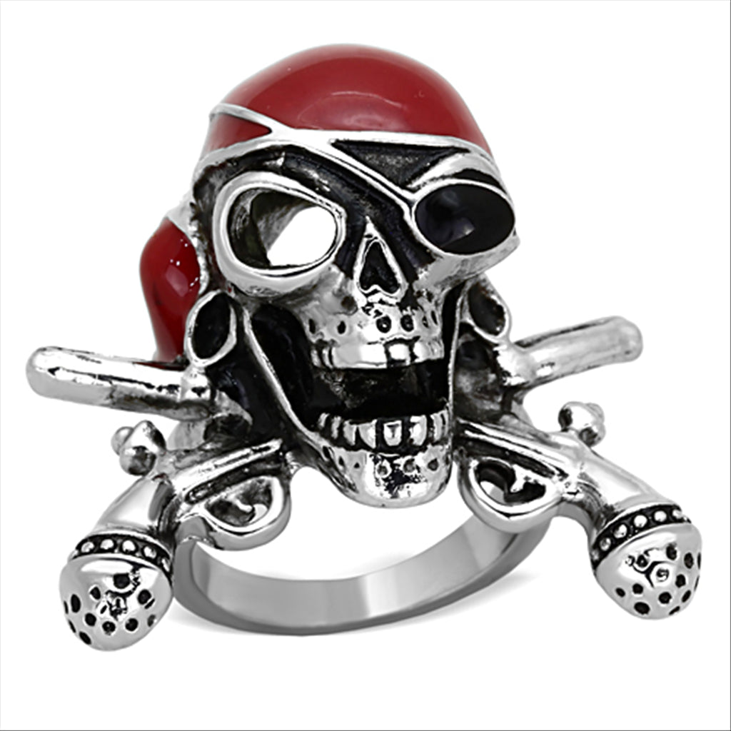 CJE1374 Stainless Steel Epoxy Pirate Skull Ring